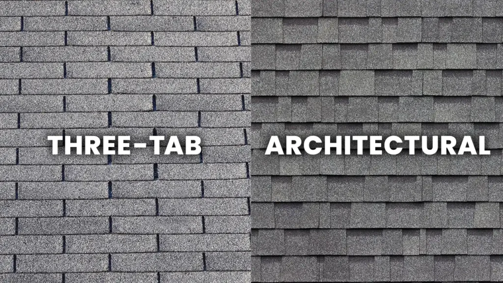 3-tab shingles and architectural shingles compared side by side.