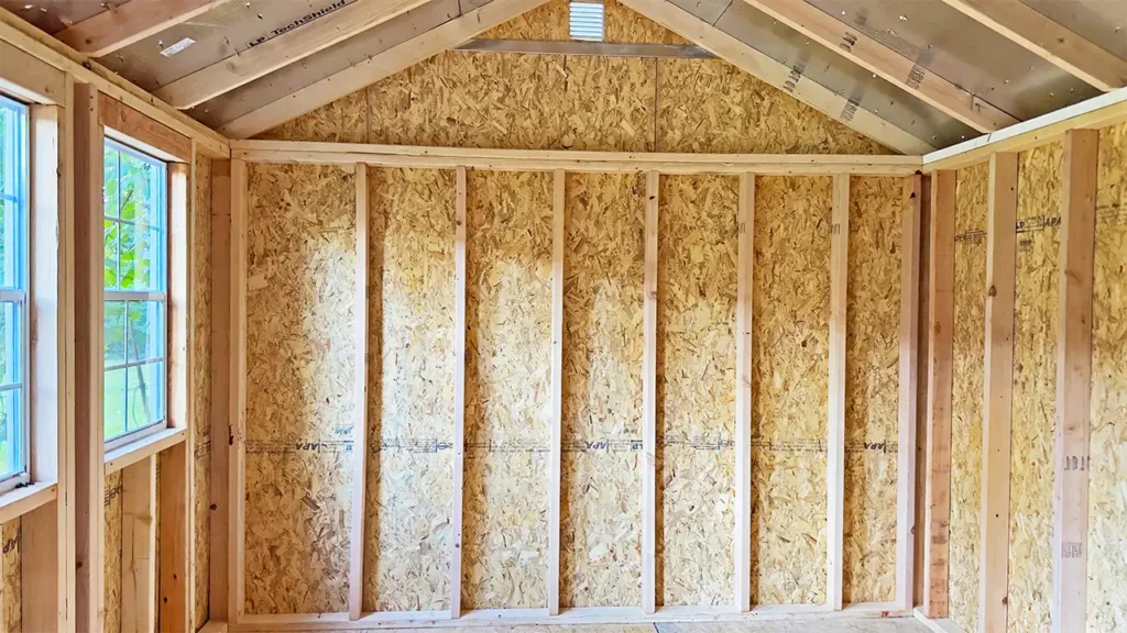 View of Everyday Home Builders wall framing with 16" spacing.