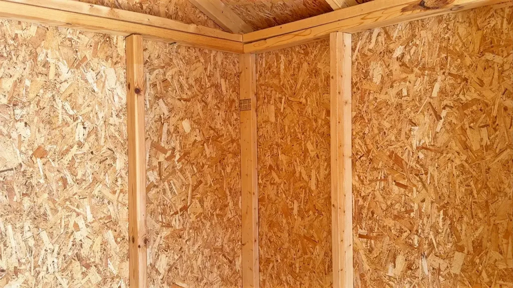 View of Heartland Shed wall framing missing the corner studs.